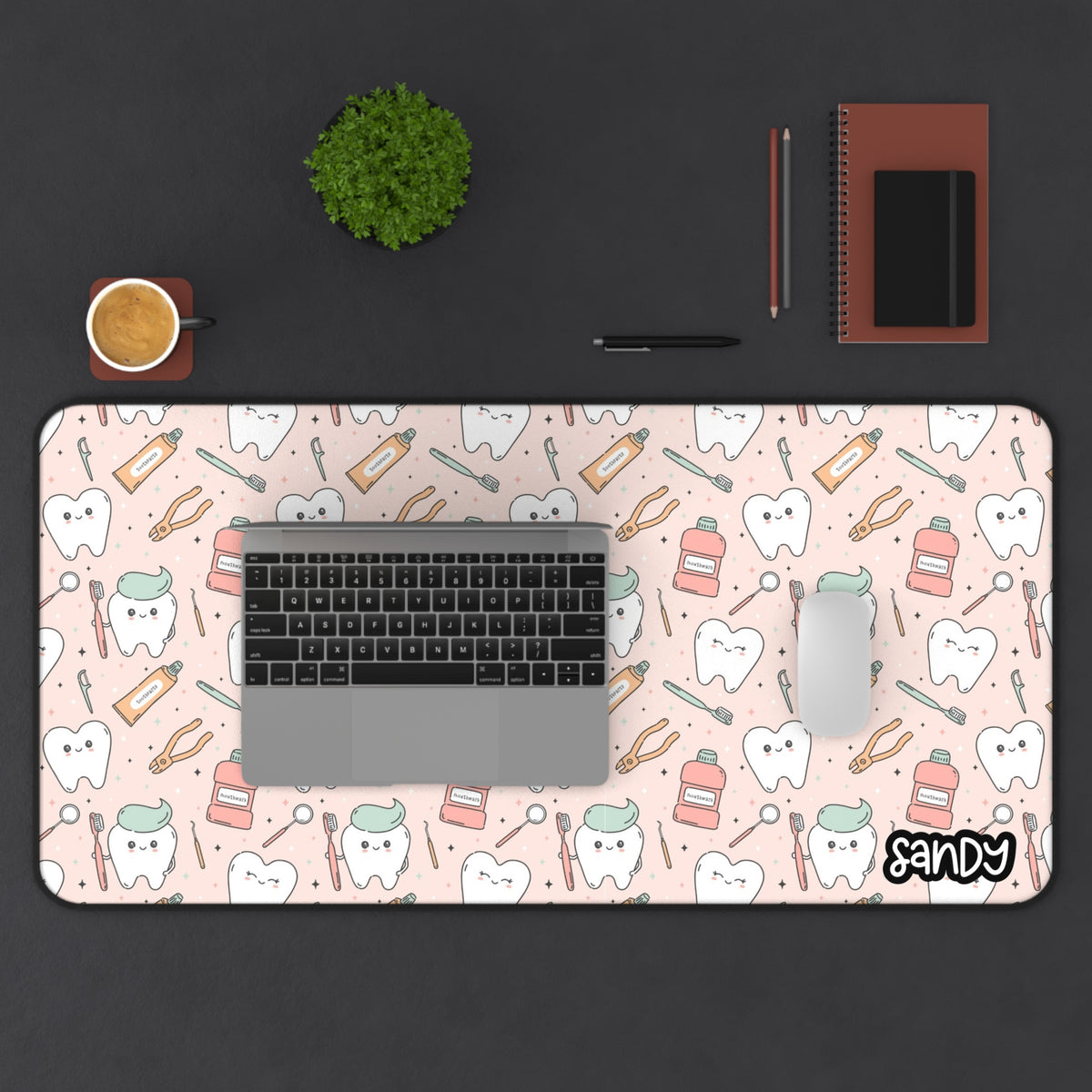 Cute Dental Desk Mat | Personalized Dentist & Dental Hygienist Desk Pad | Dental Office Decor