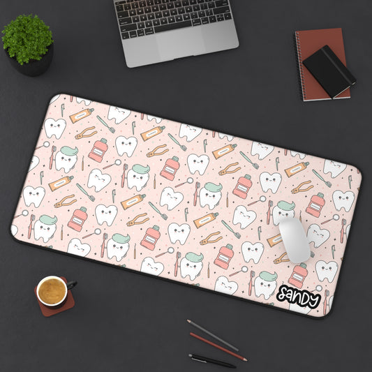 Cute Dental Desk Mat | Personalized Dentist & Dental Hygienist Desk Pad | Dental Office Decor