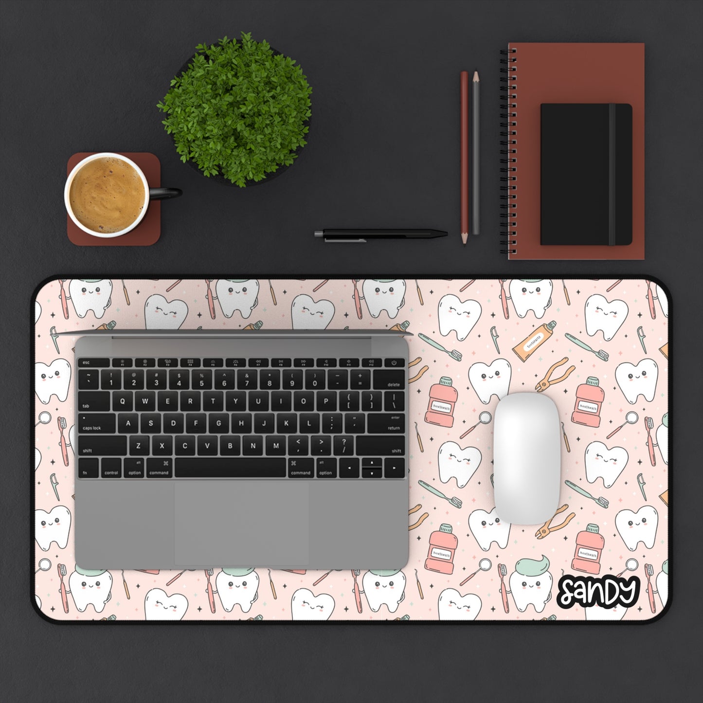 Cute Dental Desk Mat | Personalized Dentist & Dental Hygienist Desk Pad | Dental Office Decor