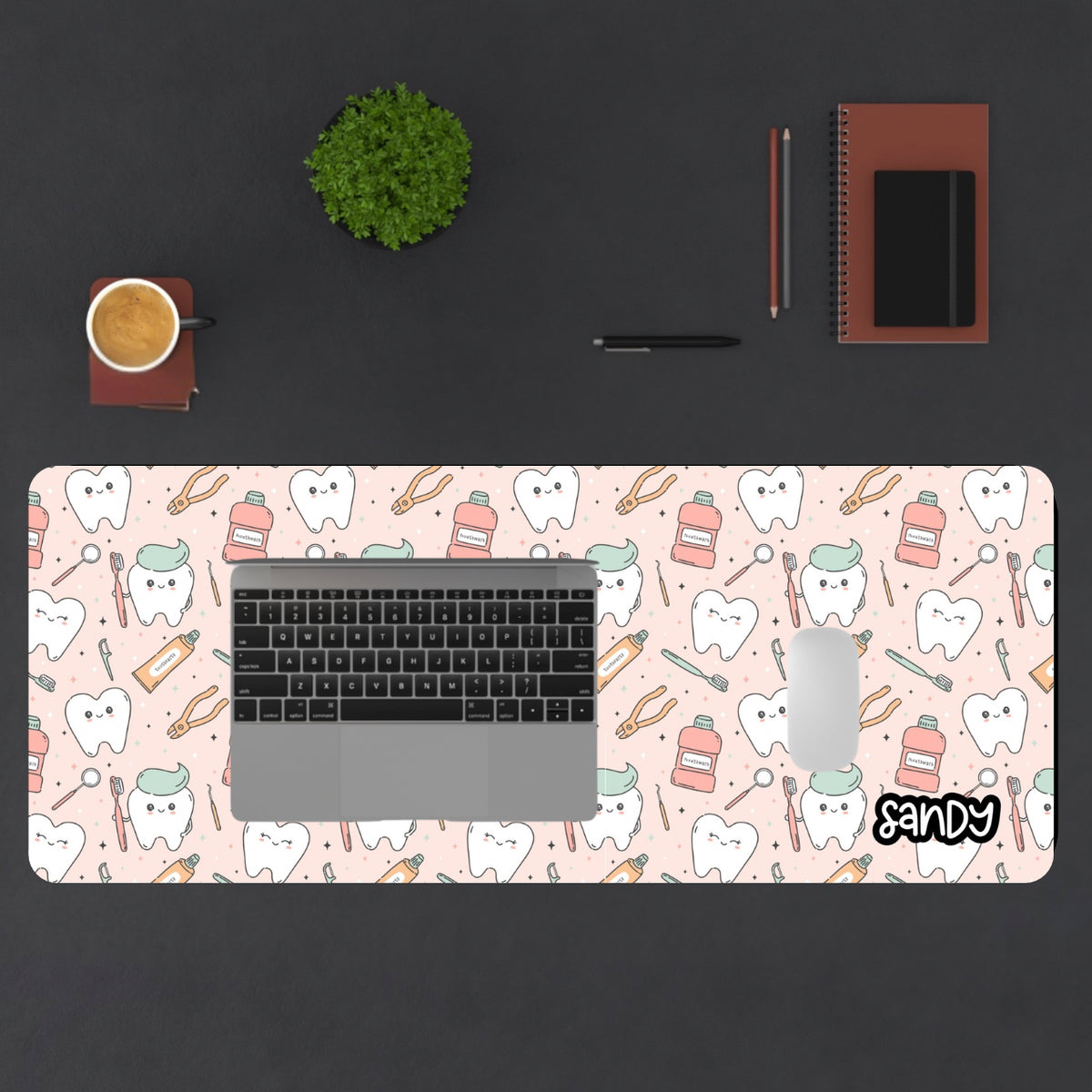 Cute Dental Desk Mat | Personalized Dentist & Dental Hygienist Desk Pad | Dental Office Decor