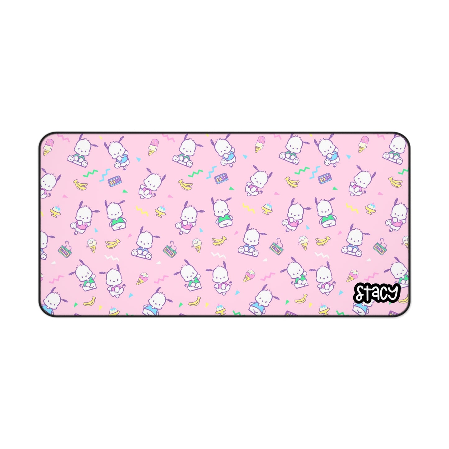 Cute Pochacco Desk Mat (pink), Cute Desk Mat for Gamers, Office Decor, Gift for Students, Work from Home Essential, Kawaii Mouse Pad