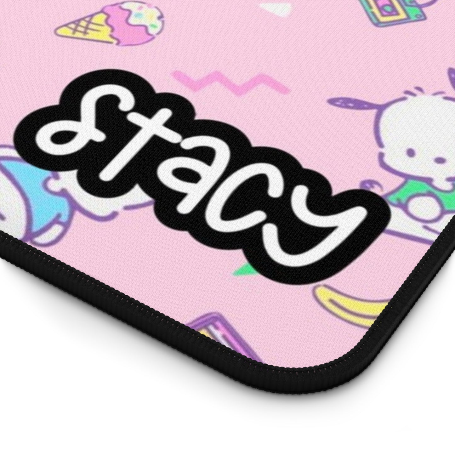 Cute Pochacco Desk Mat (pink), Cute Desk Mat for Gamers, Office Decor, Gift for Students, Work from Home Essential, Kawaii Mouse Pad
