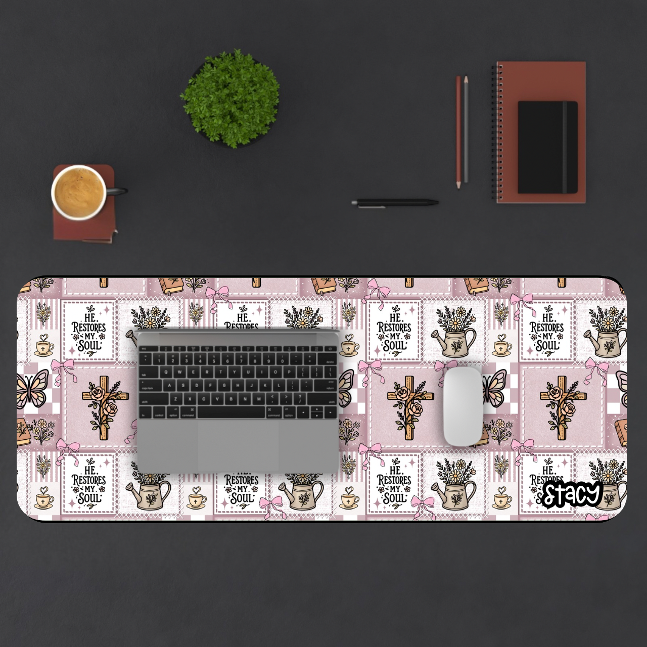 Girly Faith Desk Mat, Inspirational Office Decor, Cute Faith Mouse Pad, Computer Mouse Pad, Girly Faith Mouse Pad, Gift for Her, Faith Home Office Accessory