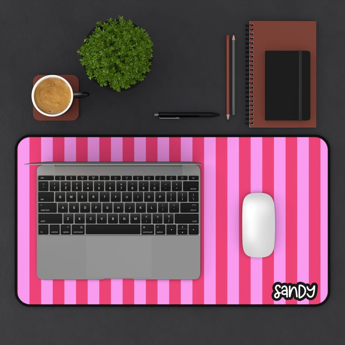 Striped Pink Desk Mat | Pink Stripes Desk Mat