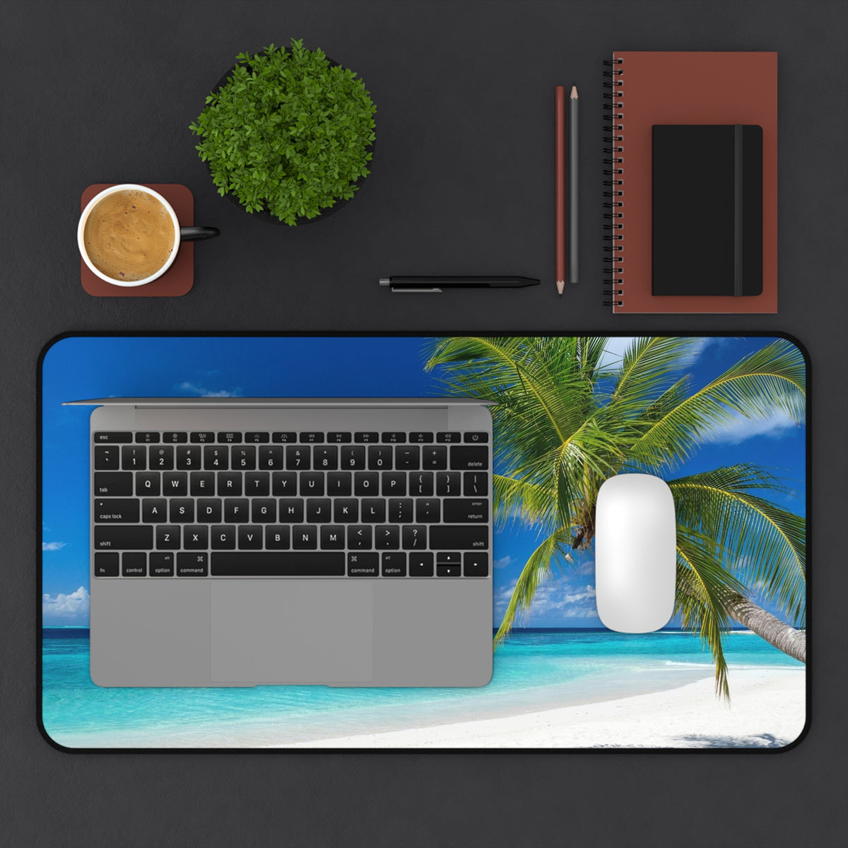 Tropical Beach Desk Mat — Palm Tree Ocean Mouse Pad