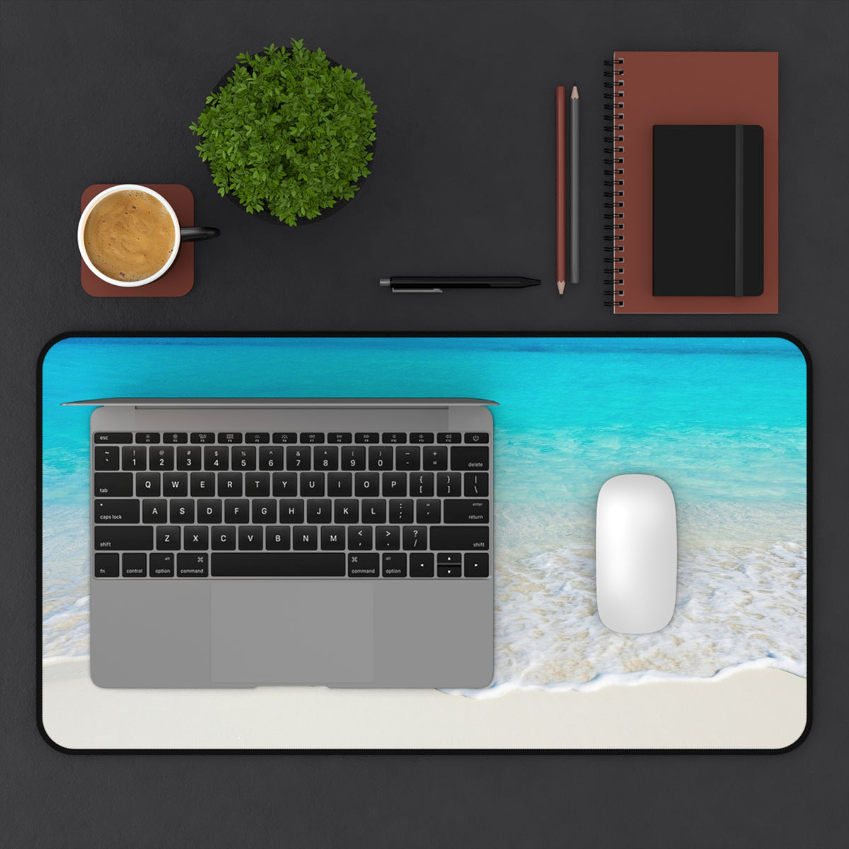 Beach Scene Desk Mat – Tropical Ocean Wave Mouse Pad