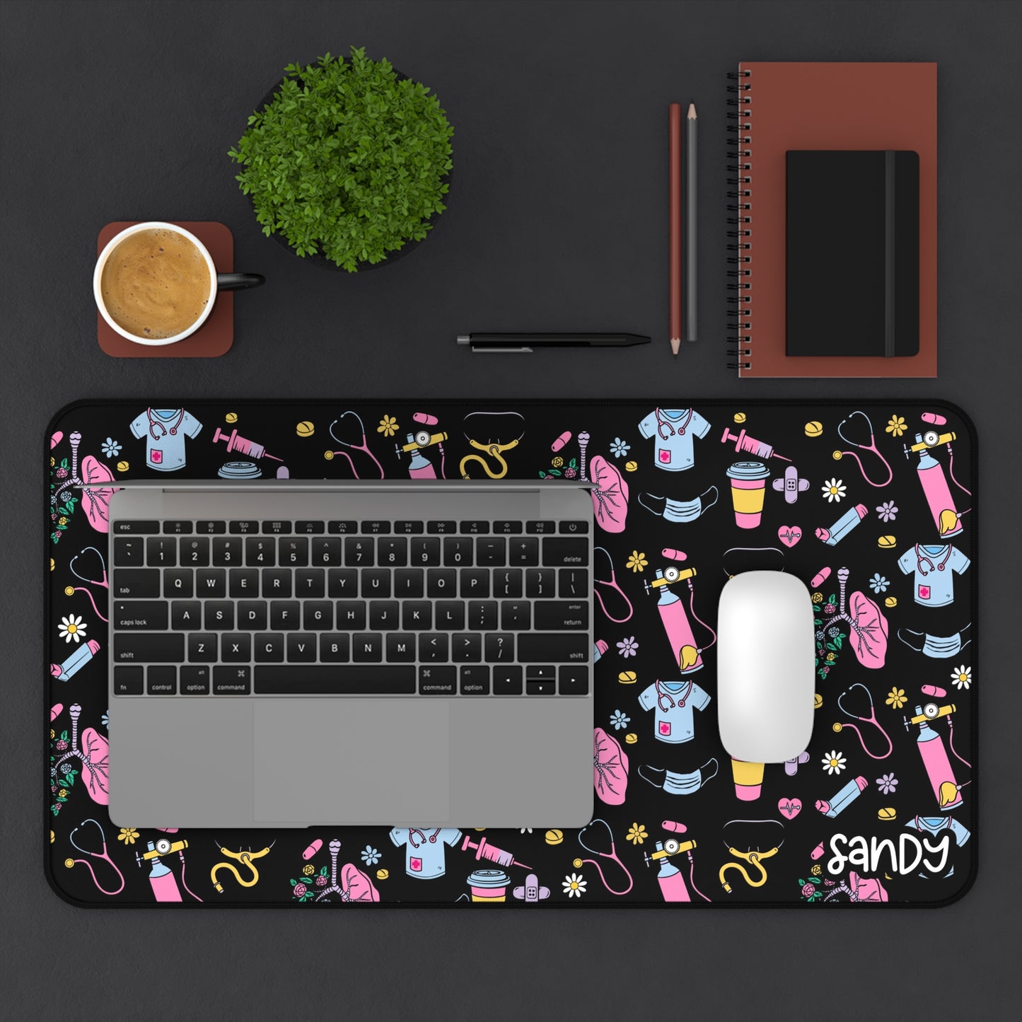 Cute Respiratory Care Desk Mat — Colorful Medical Themed Mouse Pad