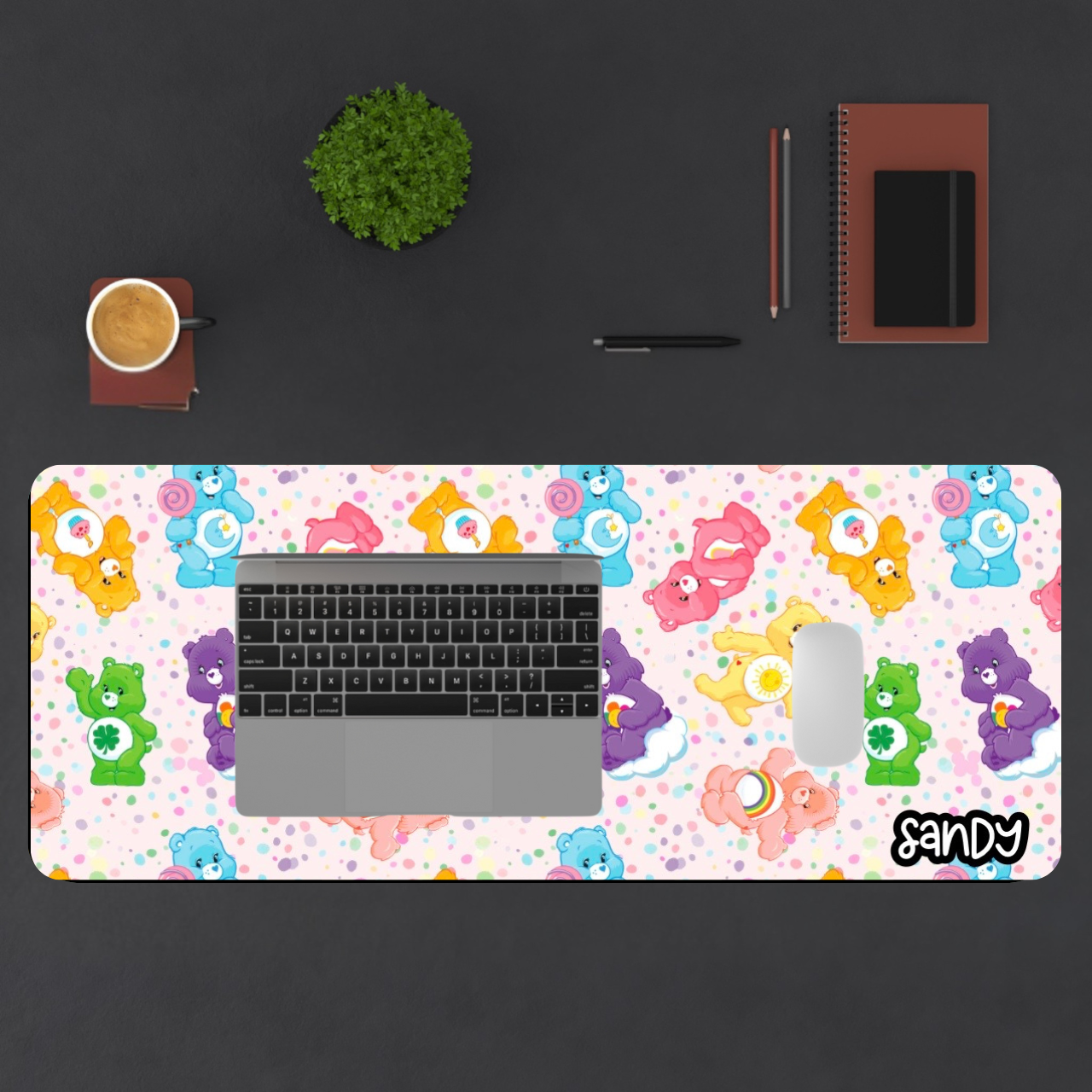 Care Bears Pattern Desk Mat — Cute Pastel Gaming & Work Mousepad