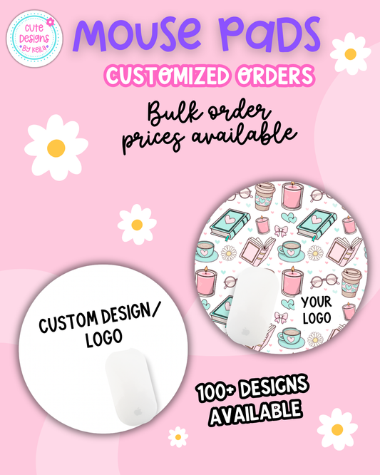 Customized Round Mouse Pads (Free Shipping) 100+ Designs to Choose From | Add Your Logo | Custom Made Mouse Pads for Corporate Gifts