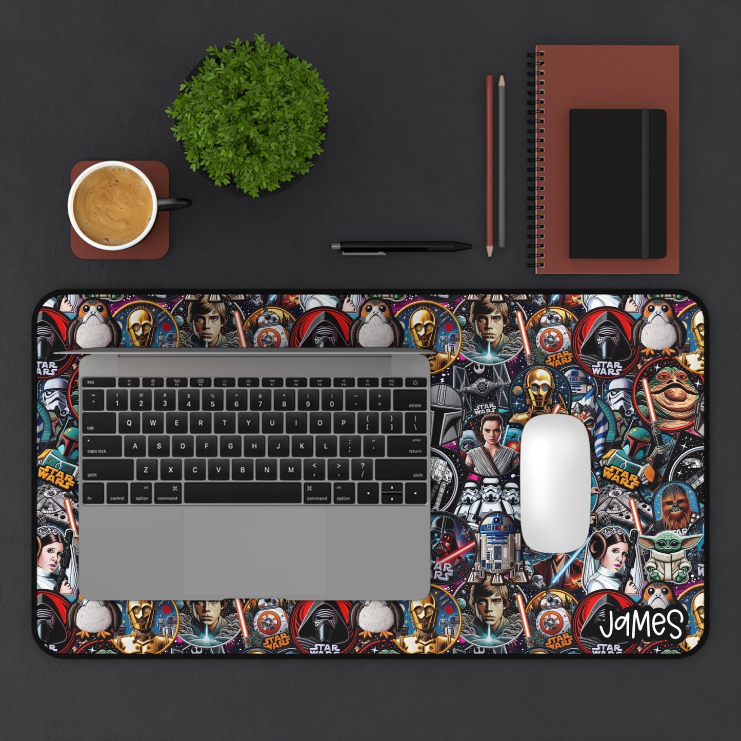 Star Wars Collage Gaming Desk Mat — Customizable Name