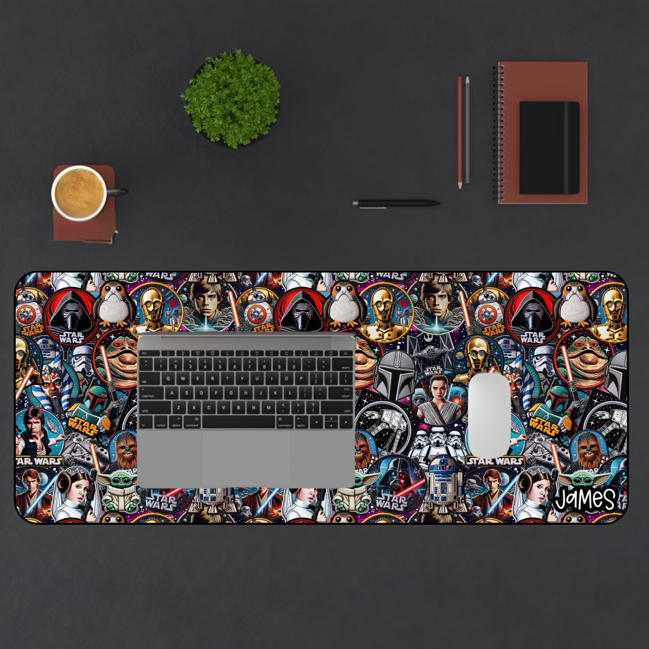 Star Wars Collage Gaming Desk Mat — Customizable Name