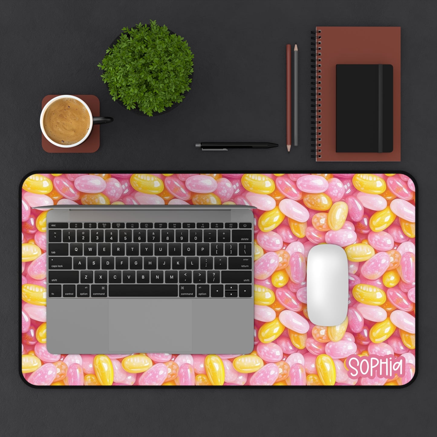 Candy Jellybean Desk Mat | Pink Candy Mousepad | Pink Candy Desk Mat