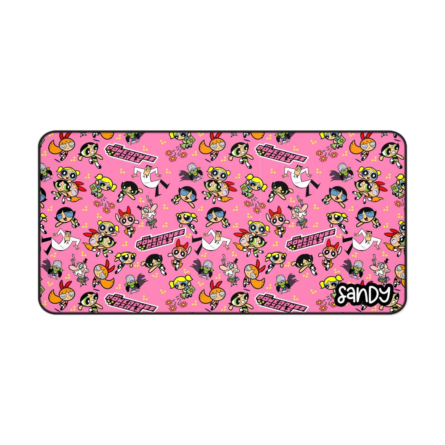 Powerpuff Girls Pink Pattern Desk Mat — Cute Cartoon Gaming/Study Mouse Pad