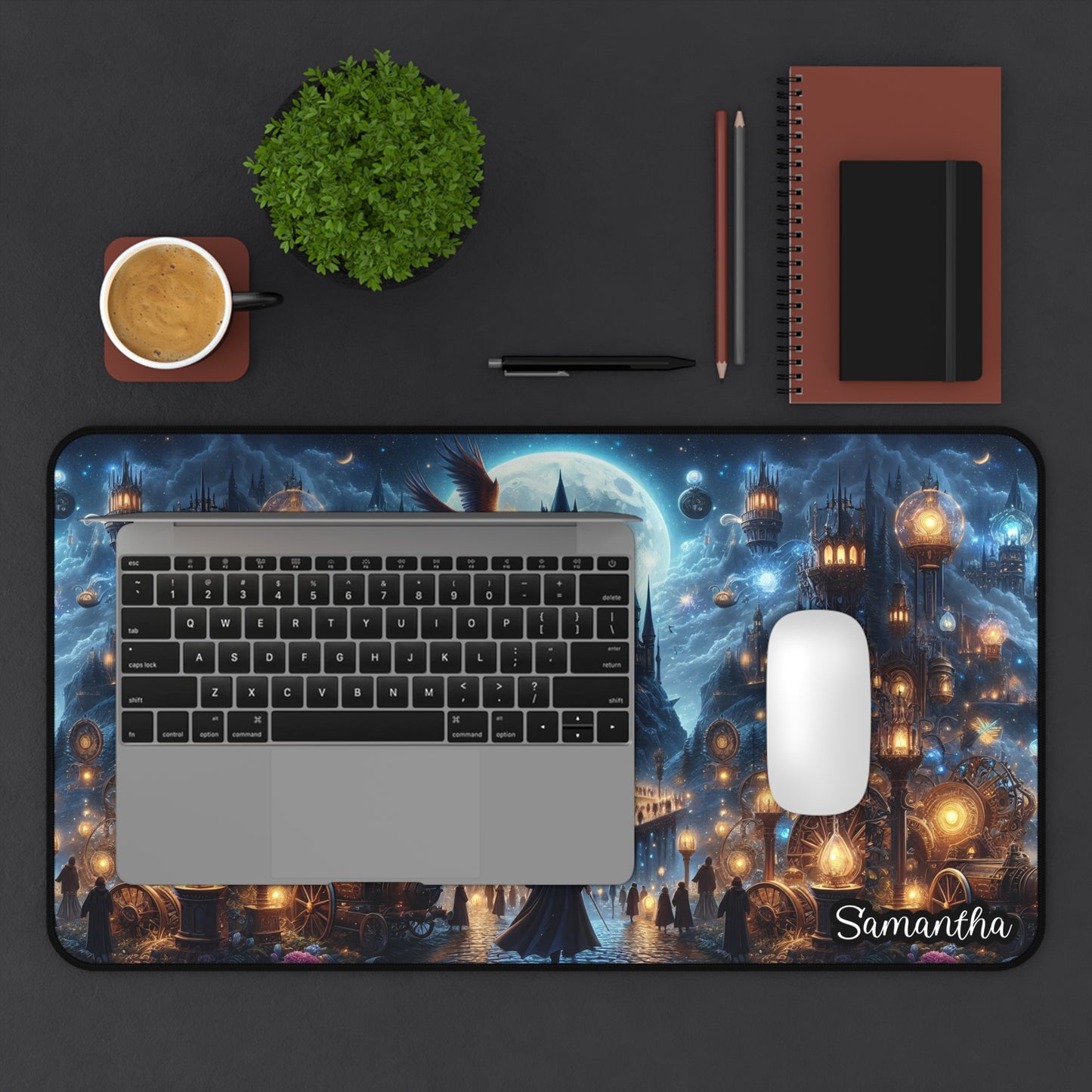 Wizard Themed Desk Mat - Personalized Magic Castle Desk Mat — Fantasy Mouse Pad