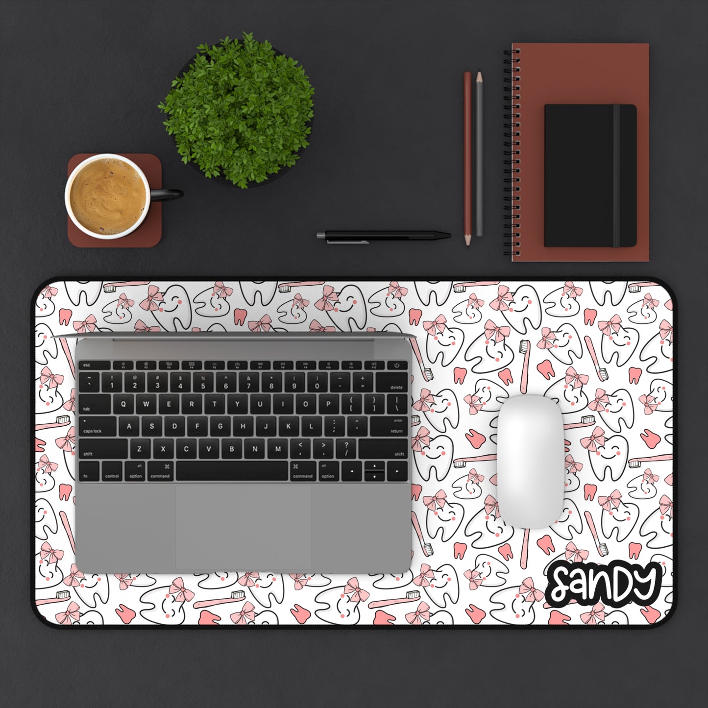 Cute Dentist Themed Desk Mat | Cute Tooth Pattern Desk Mat | Personalized Dental Mousepad