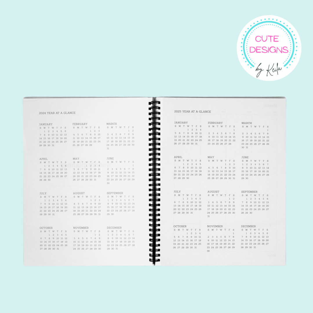 5.5 x 8.5 Personalized 2025 Planner Hardcover Spiral