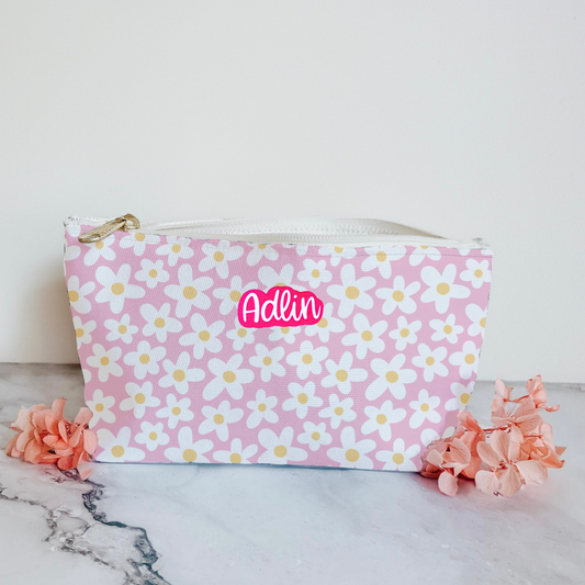 Personalized Retro Floral Pouch | Floral Accesories Bag