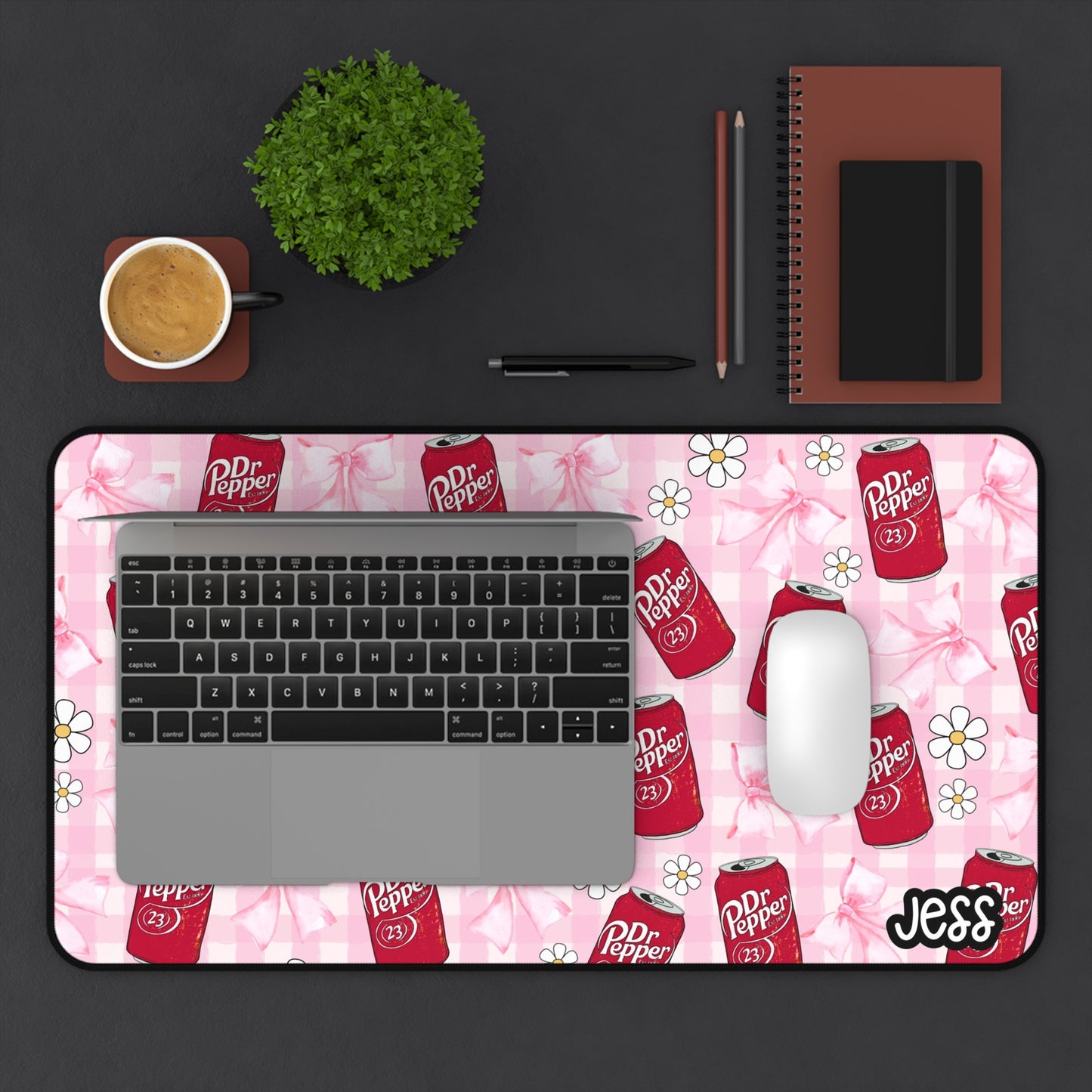 Soda Can Pink Gingham Desk Mat | Customizable CHOOSE YOUR FAVORITE SODA