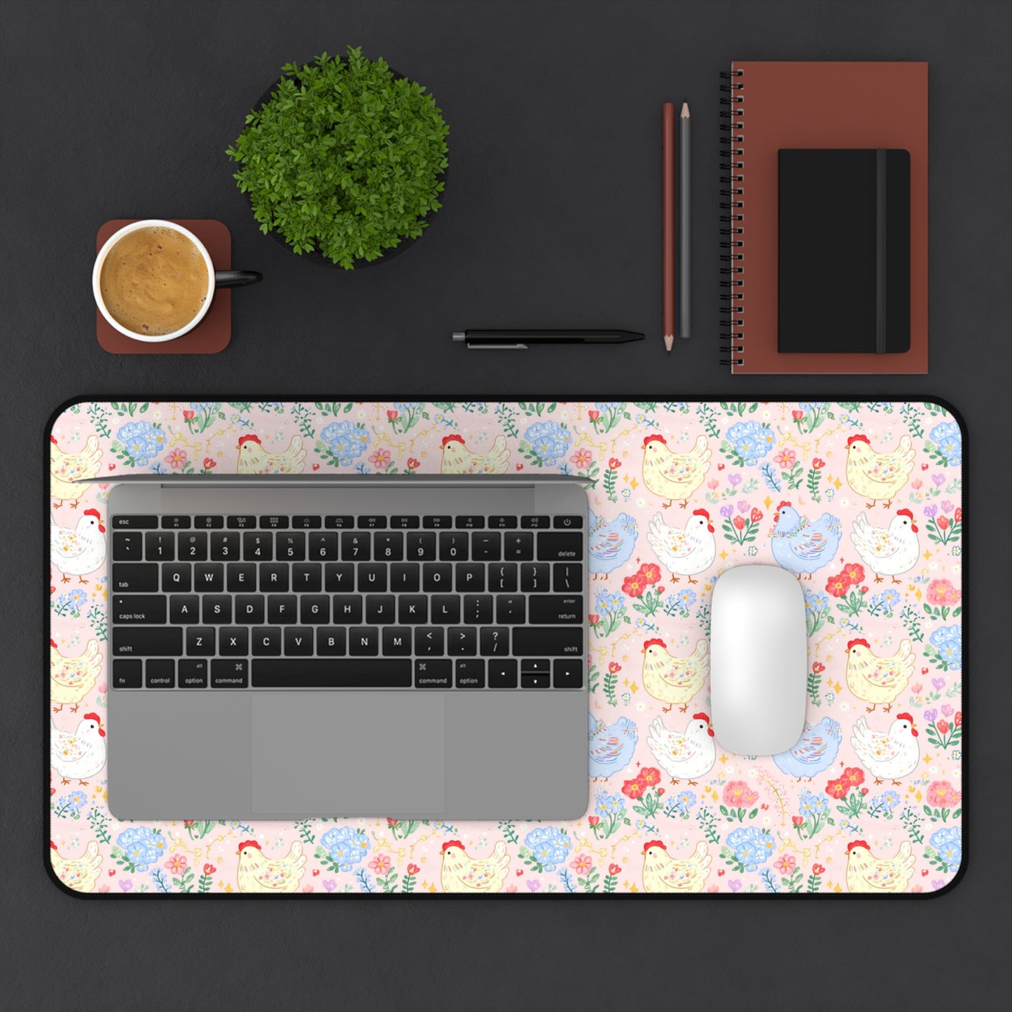 Cute Chicken Desk Mat — Pastel Farmhouse Mouse Pad