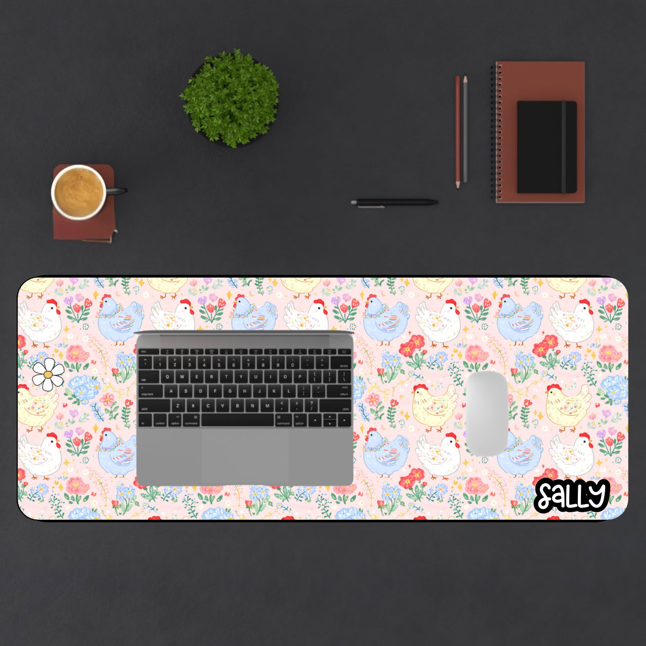 Cute Chicken Desk Mat — Pastel Farmhouse Mouse Pad
