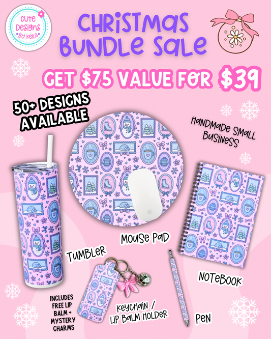 Matching Christmas mousepad, notebook, pen, keychain and 20oz Tumbler - Personalization option available!