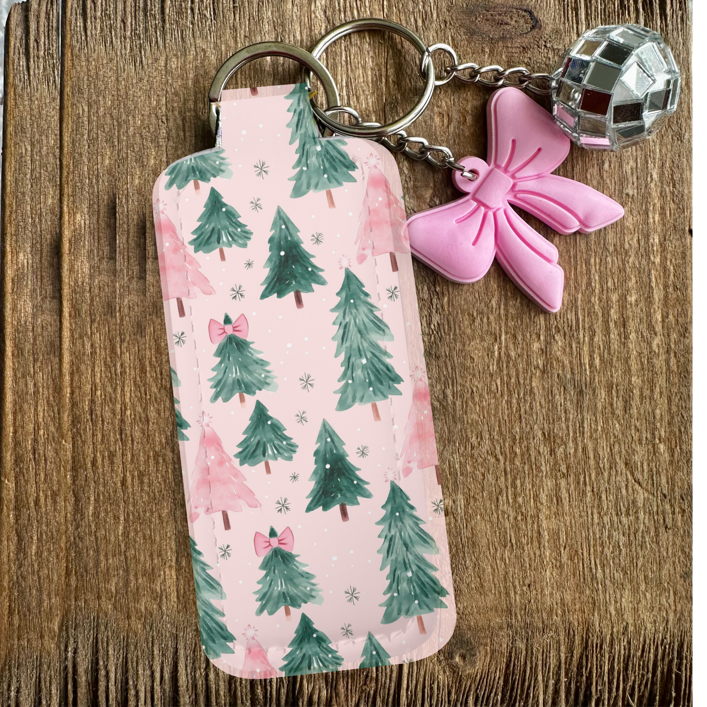 Cute Christmas Keychain Lip Balm Holder | Includes Free Lip Balm & Mystery Charms | Personalization Option Available