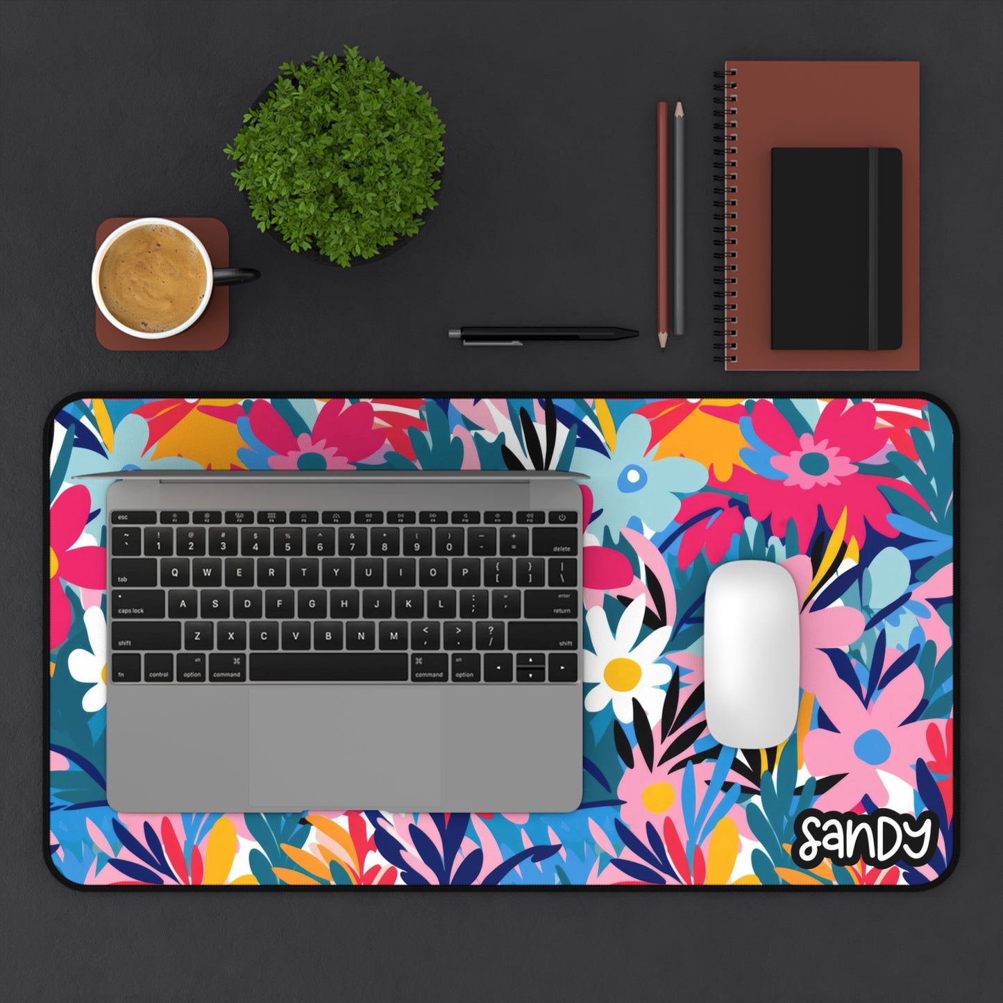 Wild Flowers Desk Mat — Colorful Garden Mouse Pad for Home Office